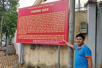 UBND phường Hiệp Bình Chánh cắm biển thông báo Dự án Khu dân cư Hiệp Bình Chánh đang có tranh chấp và bị ngăn chặn bởi cơ quan có thẩm quyền.