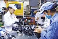 Dây chuyền sản xuất thiết bị phụ trợ của Công ty cổ phần Nhựa Hà Nội. Ảnh: Đức Thanh