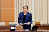 Chủ nhiệm Ủy ban Pháp luật Hoàng Thanh Tùng báo cáo tại phiên họp sáng 11/1