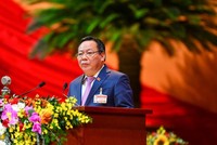 Ông Nguyễn Văn Phong, Phó Bí thư Thành ủy Hà Nội tham luận tại Đại hội XIII (Ảnh QĐ)