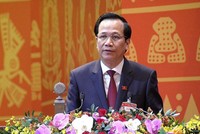 Bộ trưởng Bộ Lao động -Thương binh và Xã hội Đào Ngọc Dung trình bày tham luận.