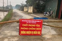 Toàn bộ xã Tân Trường, huyện Cẩm Giàng hiện đã được phong tỏa. Ảnh: HN