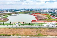 Khu vực Công viên nước (phần vạch đỏ) ở Vạn Phúc City vẫn chưa có hoạt động xây dựng nào