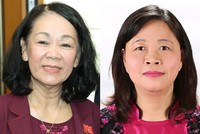 Tân Trưởng ban Tổ chức Trung ương (trái) và tân Trường ban Dân vận Trung ương Bùi Thị Minh Hoài.