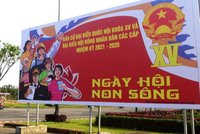 Panô tuyên truyền về bầu cử đại biểu Quốc hội khóa XV và đại biểu HĐND các cấp nhiệm kỳ 2021-2026 tại Đà Nẵng (Ảnh - Báo Đà Nẵng).