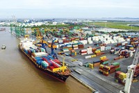 Hàng hóa thông qua cảng tại Khu kinh tế Đình Vũ - Cát Hải ảnh: việt dũng