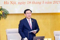 Chủ tịch Quốc hội, Chủ tịch Hội đồng bầu cử quốc gia Vương Đình Huệ kết luận tại Hội nghị toàn quốc về công tác bầu cử (Ảnh DT)