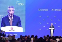 Thủ tướng Singapore Lý Hiển Long phát biểu tại Đối thoại Shangri-La năm 2019 ở Singapore. (Ảnh: AFP/TTXVN)