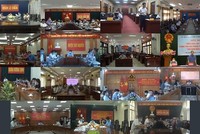Các điểm cầu quận, huyện dự hội nghị trực tuyến