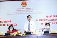 Tổng thư ký Quốc hội Bùi Văn Cường chủ trì họp báo (Ảnh Duy Linh).