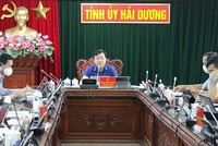 Ông Phạm Xuân Thăng, Bí thư Tỉnh ủy Hải Dương phát biểu tại hội nghị lần thứ 32 của Ban Thường vụ Tỉnh ủy