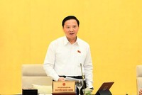 Phó chủ tịch Quốc hội Nguyễn Khắc Định phát biểu tại phiên thảo luận.