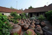 Sân nhà cổ trong Di tích làng cổ Đường Lâm, thị xã Sơn Tây (Hà Nội) (Ảnh: Thanh Hà/TTXVN)