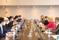 Chủ tịch Quốc hội Vương Đình Huệ đã hội đàm với Chủ tịch Quốc hội Phần Lan Anu Vehvilainen (Ảnh - Quochoi.vn)