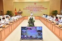 Thủ tướng gửi lời cảm ơn với cộng đồng doanh nghiệp trong suốt gần 2 năm vừa qua đã đồng hành cùng Đảng, Nhà nước, nhân dân phòng, chống dịch và phát triển kinh tế-xã hội. (Ảnh: Nhật Bắc)