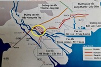 Dự án đường cao cấp An Hữu - Cao Lãnh dài 32km (đoạn khoanh tròn) có vốn đầu tư hơn 6.000 tỉ đồng ẢNH: CTV