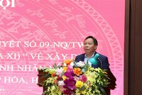 Phó Bí thư Thành ủy Hà Nội Nguyễn Văn Phong phát biểu tại Hội nghị tổng kết 10 năm thực hiện Nghị quyết 09-NQ/TW, ngày 09/12/2011 của Bộ Chính trị (khóa XI). (Ảnh: Thanh Hải)