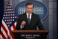Cố vấn an ninh quốc gia Mỹ Jake Sullivan trong một cuộc họp báo ở Nhà Trắng (Ảnh: Reuters)