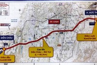 Bình đồ hướng tuyến cao tốc Diễn Châu - Bãi Vọt.