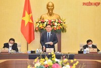 Chủ tịch Quốc hội Vương Đình Huệ phát biểu tại phiên họp.