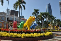 Biểu tượng linh vật hổ trên đường hoa Bạch Đằng, TP.Đà Nẵng.