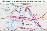 Bản đồ mô tả hạ tầng khu vực Đông Nam Bộ.