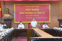 Ông Ngô Đông Hải, Ủy viên Trung ương Đảng, Bí thư Tỉnh ủy Thái Bình phát biểu tại hội nghị.