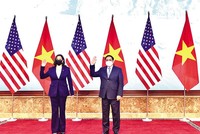 Thủ tướng Chính phủ Phạm Minh Chính tiếp Phó tổng thống Hoa Kỳ Kamala Harris trong chuyến thăm Việt Nam vào tháng 8/2021. Ảnh: Đoàn Bắc