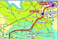 Hướng tuyến dự án đường sắt TP.HCM - Cần Thơ