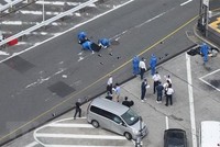 Hiện trường cựu Thủ tướng Nhật Bản Abe Shinzo bị tấn công tại thành phố Nara, ngày 8/7/2022. (Ảnh: AFP/TTXVN)