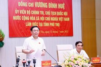 Chủ tịch Quốc hội Vương Đình Huệ phát biểu tại cuộc làm việc.