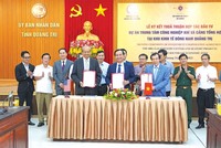 Quảng Trị đang là điểm đến của nhiều dự án quy mô lớn. Trong ảnh: Lễ ký kết thỏa thuận hợp tác đầu tư giữa Quảng Trị và BB Group