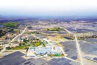 Ninh Thuận đang trở thành điểm đến của các dự án năng lượng tái tạo. Trong ảnh: Tổ hợp năng lượng tái tạo của Trung Nam Group