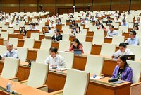 Các đại biểu Quốc hội chuyên trách họp và cho ý kiến về Dự thảo Luật Phòng, chống rửa tiền (sửa đổi). Ảnh: Duy Linh