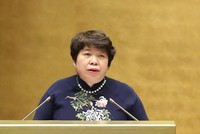 Chủ nhiệm Uỷ ban Xã hội Nguyễn Thuý Anh báo cáo giải trình, tiếp thu dự án luật - (Ảnh: Duy Linh).