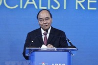 Chủ tịch nước Nguyễn Xuân Phúc phát biểu tại APEC CEO Summit 2022. (Ảnh: TTXVN)