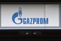 Biểu tượng Tập đoàn khí đốt Gazprom của Nga ở Gelsenkirchen, miền Tây Đức. Ảnh: AFP/TTXVN