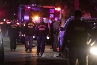 Cảnh sát điều tra tại hiện trường vụ nổ súng ở Houston, bang Texas, Mỹ, ngày 28/1/2019. Ảnh minh họa: AP/TTXVN