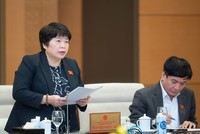 Chủ nhiệm Uỷ ban Xã hội Nguyễn Thuý Anh trình bày báo cáo kết quả giám sát.