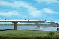 Phối cảnh cầu Châu Đốc, thuộc Dự án đầu tư xây dựng tuyến đường liên kết vùng, đoạn từ thị xã Tân Châu đến TP. Châu Đốc, kết nối tỉnh Kiên Giang và Đồng Tháp