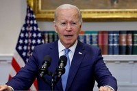 Tổng thống Mỹ Joe Biden thông báo về các cuộc đàm phán liên quan tới trần nợ công tại Nhà Trắng hôm 17/5/2023. Ảnh: Getty