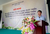Phó Giám đốc Sở Du lịch Hà Nội Trần Trung Hiếu phát biểu tại Hội nghị.