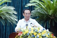 Bí thư Thành ủy TP.HCM Nguyễn Văn Nên phát biểu tại Hội nghị. Ảnh: Thuận Văn.