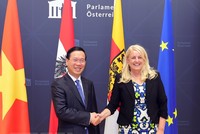 Chủ tịch nước Võ Văn Thưởng gặp Chủ tịch Thượng viện Áo Claudia Arpa. (Ảnh: Thống Nhất/TTXVN) 