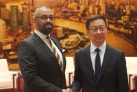 Ngày 30/8, Phó Chủ tịch Trung Quốc Hàn Chính đã tiếp Ngoại trưởng Anh James Cleverly đang ở thăm Bắc Kinh.(Nguồn: Sky News)