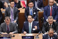 Thủ tướng Phạm Minh Chính phát biểu tại Hội nghị Thượng đỉnh Tham vọng Khí hậu của Liên hợp quốc. (Ảnh: Dương Gian/TTXVN)