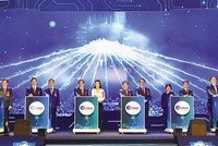 Lễ khánh thành Nhà máy Amkor Technology Việt Nam tại Khu công nghiệp Yên Phong II-C (Bắc Ninh). Ảnh: Hải Minh