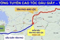 Minh hoạ hướng tuyến cao tốc Dầu Giây - Tân Phú.