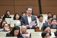 Đại biểu Hoàng Văn Cường phát biểu tại hội trường. 