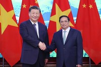 Thủ tướng Chính phủ Phạm Minh Chính hội kiến Tổng Bí thư, Chủ tịch nước Trung Quốc Tập Cận Bình (Ảnh: TTXVN)